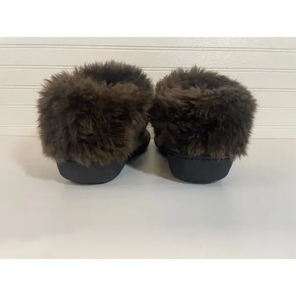 Isotoner Women's Recycled Brown Microsuede Mallory Boot Slippers Size 7.5-8 - Picture 7 of 12